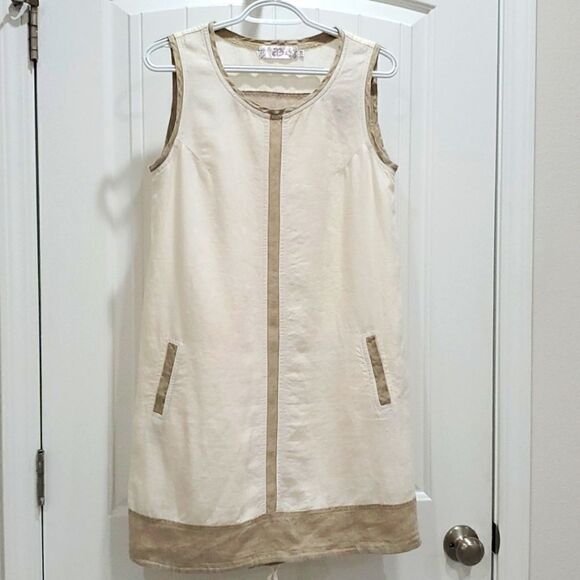 AB Nahlik Womans 100% sleeveless linen shift dress, Size 38 - Picture 2 of 7